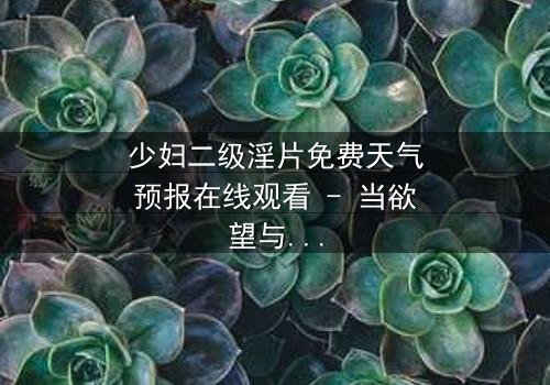 少妇二级淫片免费天气预报在线观看 - 当欲望与命运在雷暴中交织