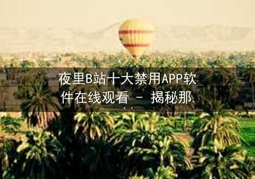 夜里B站十大禁用APP软件在线观看 - 揭秘那些被禁的数字陷阱